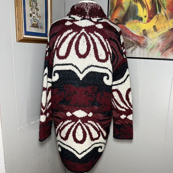 Free People Wool Winters Day Oversized Cardigan Fair Isle Sweater Womens Size S - Picture 2 of 8